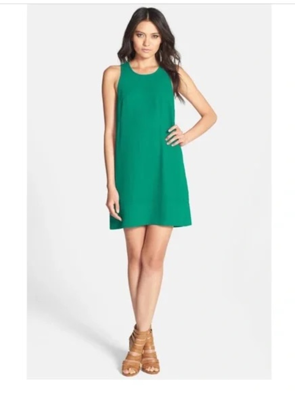 Leith Emerald Green Sleeveless Shift Mini Dress